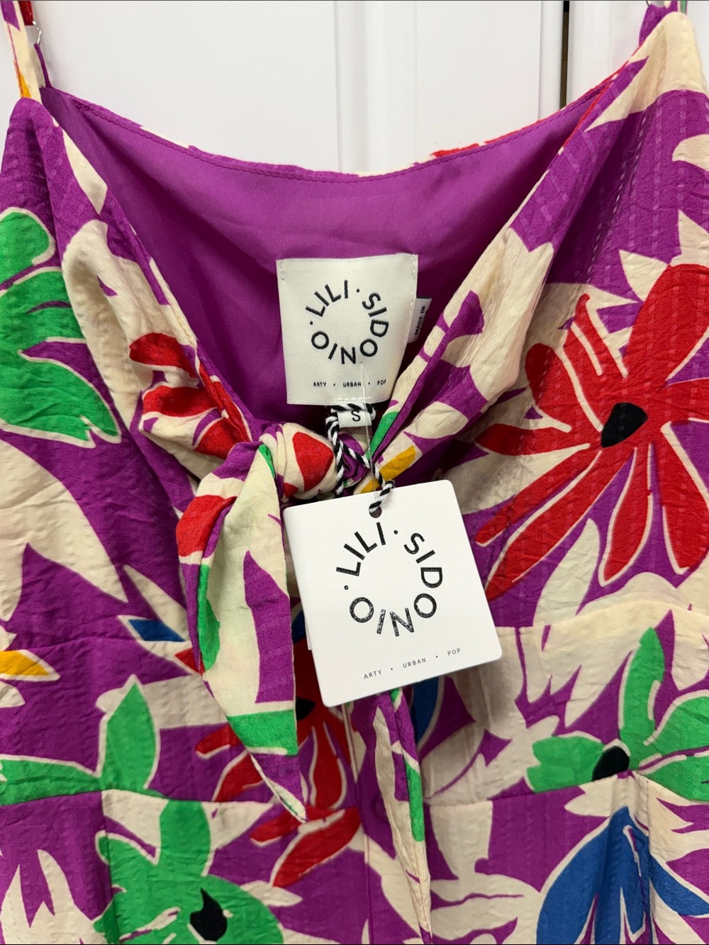 Lili Sidonio Purple Floral Button-Front Sundress Size S.  NEW - Picture 3 of 12